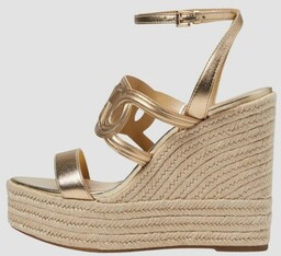 MICHAEL KORS Złote sandały Alma Wedge Espadrille, Wybierz