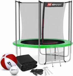 Hop-Sport Trampolina 8ft (244cm) zielona z siatką wewnętrzną