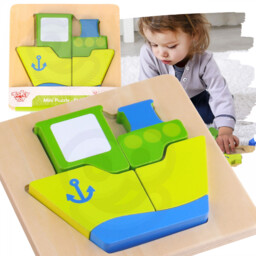 TOOKY TOY Puzzle Układanka Montessori Grube Klocki Statek