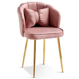 Krzesło muszelka różowe DC-6091 welur #44, złote nogi