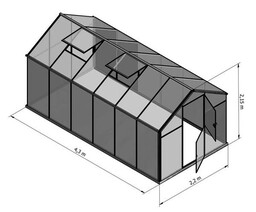 Emaga Szklarnia Sanus L-10 wymiar 2,2x4,30m H=2,15m 9,5m2