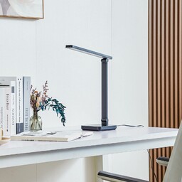 Lampka biurkowa LED Lindby Rylas, czarna, USB, CCT