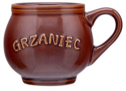 Kubek ceramiczny beczułka z uchem GRZANIEC 320 ml