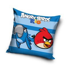 Carbotex Poszewka bawełniana 40x40 Angry Birds niebieska paski