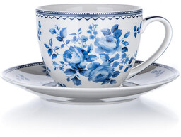 Vetro Plus Filiżanka ceramiczna ze spodkiem BLUE FLOWER