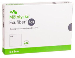 MOLNLYCKE Exufiber Ag 5x5cm /opk. 10 szt Żelujący