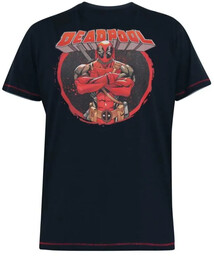 Duży T-shirt Męski Granatowy ''DEADPOOL'' WADE-D555