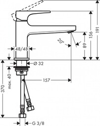 HANSGROHE 74502000 Jednouchwytowa bateriaumywalkowa 100 z kompletemodpływowym Push-Open,