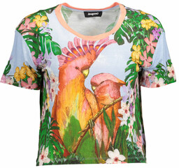 DESIGUAL T-SHIRT Z KRÓTKIM RĘKAWEM DAMSKI JASNY NIEBIESKI