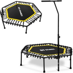 Gymrex, Trampolina fitnessz uchwytem, czarno-żółta, 124 cm