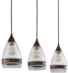 Lindby - Millina 3 Lampa Wisząca Rust/Clear