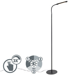 QAZQA Designerska lampa podłogowa czarna z diodą LED