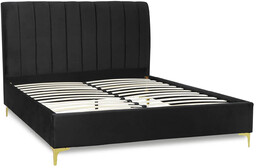 Elior Czarne łóżko z zagłówkiem w stylu glamour