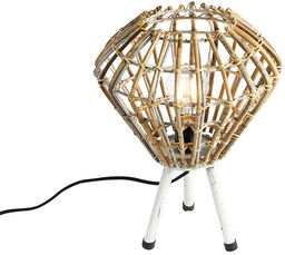 QAZQA Wiejska lampa stołowa statyw bambusowy z białym