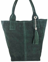 Shopper bag - torebka damska zamszowa - Zielona