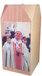 Świecznik Drewno Jan Paweł II