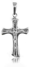 Elegancki srebrny wisior dwustronny gładaki krzyż krzyżyk