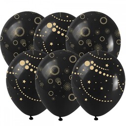 Balony czarne ze złotym nadrukiem 6 szt PartyTime