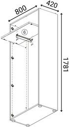 Szafa ubraniowa z wysuwem PRIMO WOOD, 1781 x