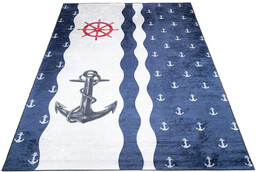 Profeos Granatowy marynarski dywan z kotwicą dla dzieci