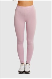 GUESS Jasnoróżowe legginsy damskie z marszczeniem, Rozmiar M