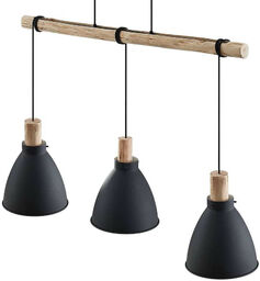 Lindby - Trebale 3 Lampa Wisząca Black/Wood