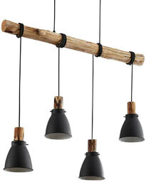 Lindby - Trebale 4 Lampa Wisząca Black/Wood