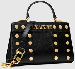 LOVE MOSCHINO Mała czarna torebka ze złotymi nitami