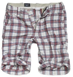 spodnie bojówki krótkie KILBURN SHORTS - RED CHECKERED