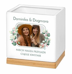 Personalizowana doniczka kwadratowa z Twoim zdjęciem dla przyjaciółki