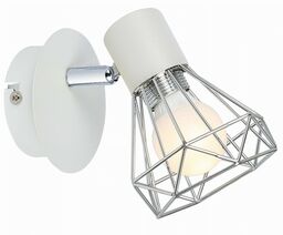 Verve Lampa Kinkiet 1X40W E14 Biały Abażur Chrom