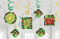 amscan TNT Party Pixel Minecraft Swirl Decorations, 671778,