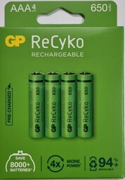 Akumulatory GP R03 AAA 650mAh ReCyko - 4