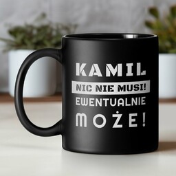 Kubek ceramiczny czarny matowy z grawerem dla niego