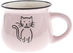 Kubek ceramiczny Cat 75 ml, różowy