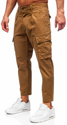 Brązowe spodnie materiałowe bojówki męskie Denley 77323