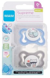 MAM Supreme Silicone Pacifier 0m+ Blue & Grey