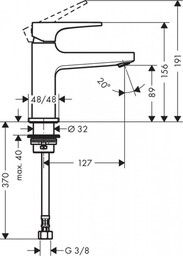 HANSGROHE 32501000 Jednouchwytowa bateria umywalkowa 100 BEZ MIESZACZA