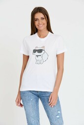 KARL LAGERFELD Biały t-shirt Ikonik 2.0, Wybierz