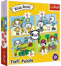 Trefl PUZZLE 4W1 DZIEń KICI KOCI TREFL