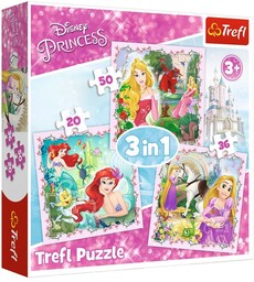 Trefl Puzzle Roszpunka Aurora i Arielka Disney Princess