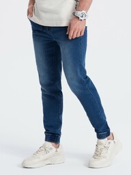 Spodnie męskie jeansowe JOGGER SLIM FIT - ciemnoniebieskie