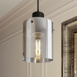 Lampa wisząca Lindby Kourtney, Ø 15 cm, czarny/szary,