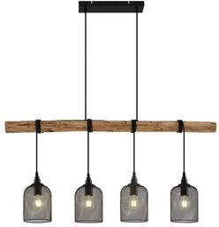 Lindby - Elrond 4 Lampa Wisząca Black/Wood