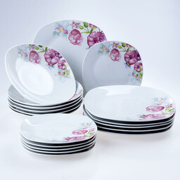 Banquet Komplet porcelanowych talerzy square DOLORES 18 szt.