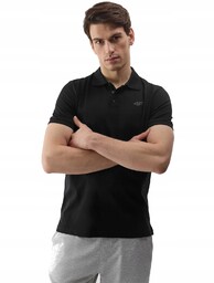 T-shirt męski koszulka polo 4F M129 czarny Koszulka