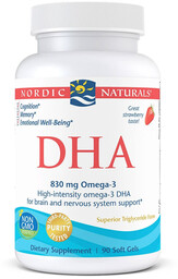 Noedic Naturals DHA 830 mg, Kapsułki, Smak truskawkowy