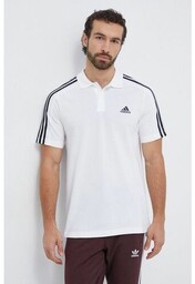 adidas polo bawełniane Essentials kolor biały z aplikacją