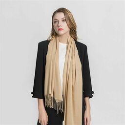 Stylion Camel szalik damski duży cashmere frędzle SZA-68