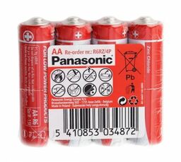 4 x bateria cynkowo-węglowa Panasonic R6 AA tray